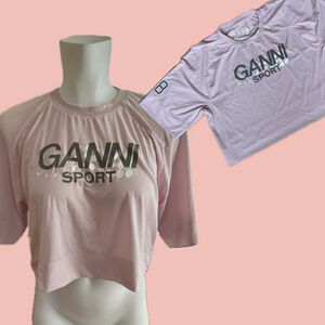 Ganni Sport Cropped Top S Pink – Athletic Tee Recycled Fabric